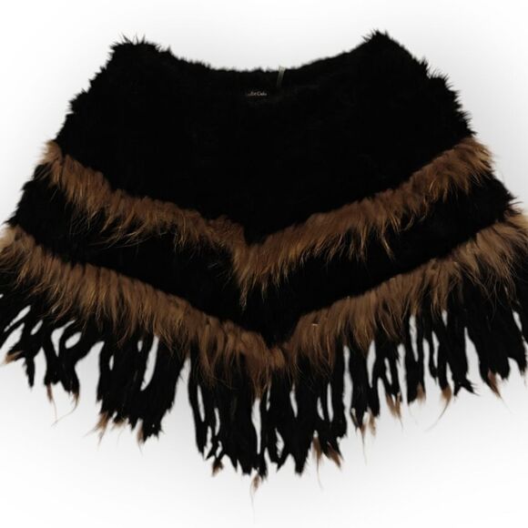 Dolce Cabo Beautiful black Rabbit, Raccon Fur Shawl or Poncho Size S/M - Picture 6 of 6